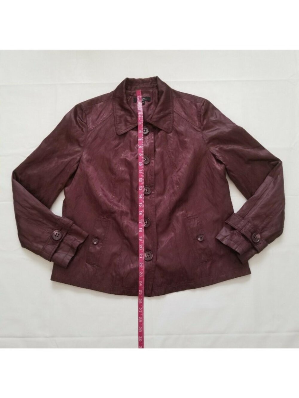Tribal Women’s Long Sleeve Lined Burgundy Button-Up Coat Jacket Size 12 - Picture 14 of 16